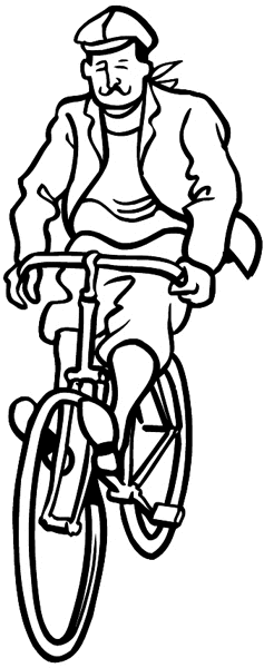 Man riding bicycle vinyl sticker. Customize on line.      Bicycles Motorcycles 009-0123  